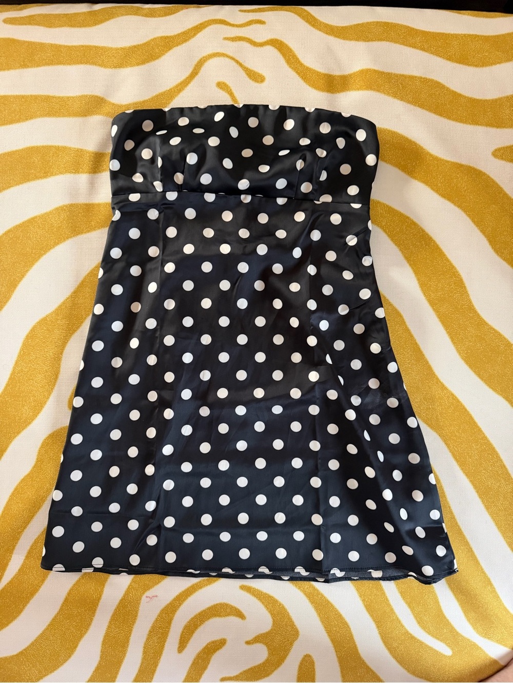 Urban Outfitters Black and White Polka Dot Strapless Mini